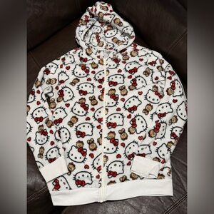 Hello Kitty Girls Zip Up Sweater size L (14) - White and Red
